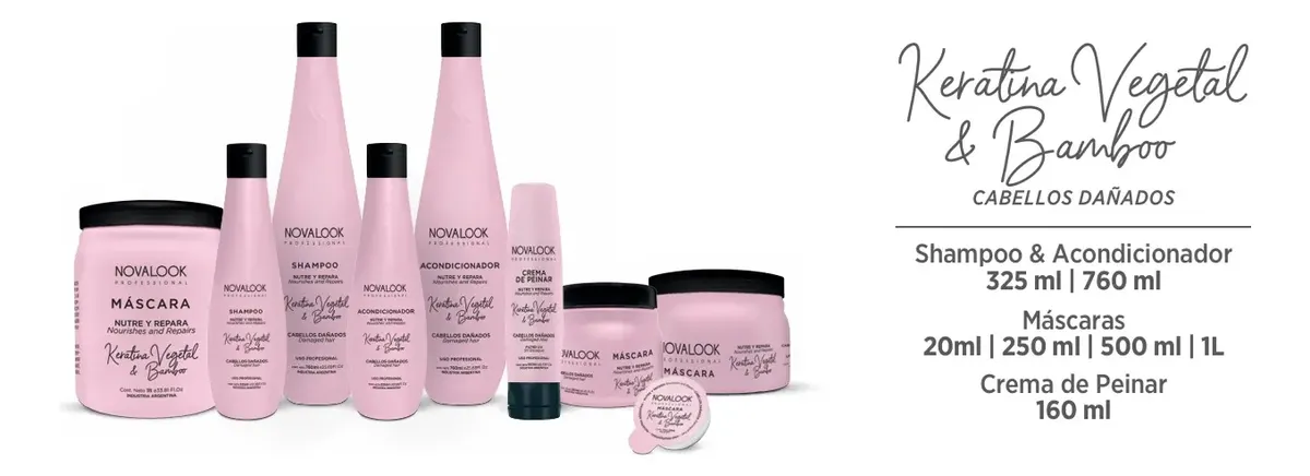 Imagen 2 de Mascara De Keratina Y Bamboo Nutre Y Repara Novalook 500ml