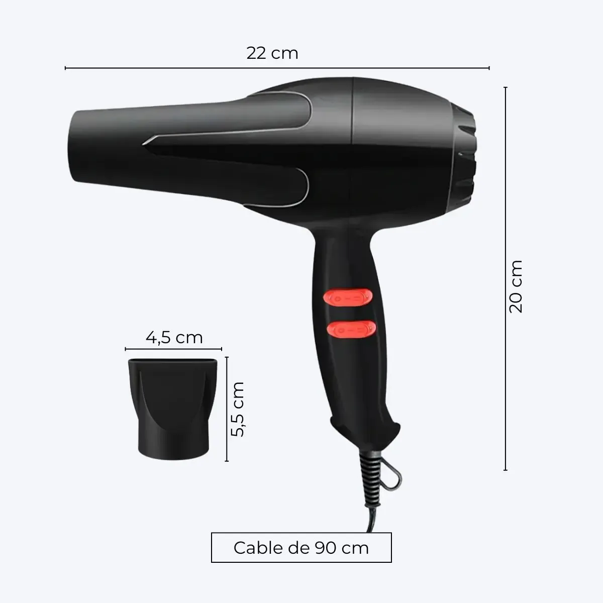 Imagen 2 de Secador De Pelo Dinax Dfo 900w 2 Velocidades Color Negro